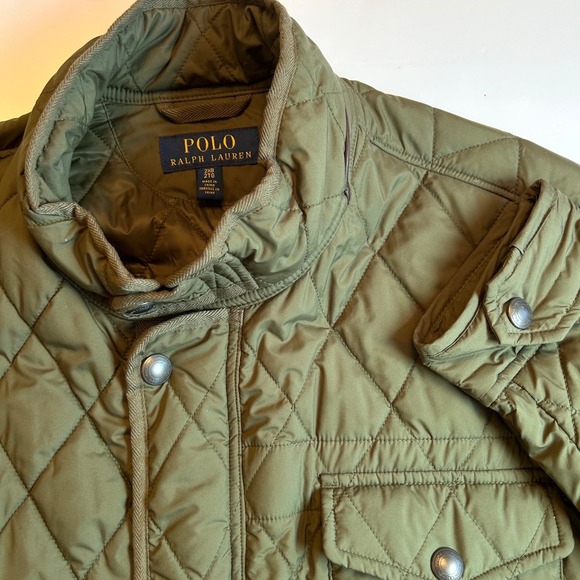 Polo Ralph Lauren Mens Quilted Jacket Green Full Zip 2X Big 2XB Puffer Outerwear